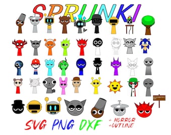 Incredibox Sprunki Svg Bundle Sprunki Outline Coloring Pages Sprunki Shirt design Sprunki Coloring Book Game svg designs Sprunki printable