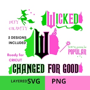 Wicked SVG, Wicked PNG sublimation design, Wicked witch SVG, Wicked svg layered for cricut, Wicked layered svg files for cricut