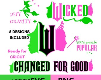 Wicked SVG, Wicked PNG sublimation design, Wicked witch SVG, Wicked svg layered for cricut, Wicked layered svg files for cricut