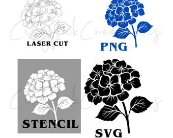 Hydrangea Stencil SVG Laser Cut Hydrangea Frame SVG Wildflower Line Art  Blue Hydrangea Vector for Shirt & Wall Art Hydrangea PNG