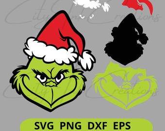 Grinch face SVG Grinch PNG DXF Sublimation design Layered Grinch svg Christmas svg Grinch layered svg cricut Grinch ornaments svg hat