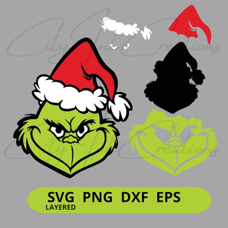 grinch hat svg, Christmas Grinch face SVG layered, santa hat svg, pink santa hat grinch svg, grinch svg layered