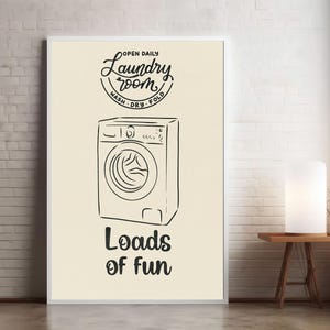 Loads Of Fun Poster Funny Laundry Print Retro laundry room art wash dry fold repeat printable wall art laundry guide vintage print