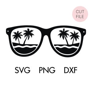 Beach Palms Sunglasses SVG file for Cricut Sunglasses Vector Retro Sunglasses svg Palm Tree Sunglasses Silhouette Car sticker printable