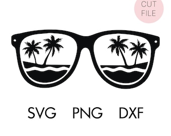 Beach Palms Sunglasses SVG file for Cricut Sunglasses Vector Retro Sunglasses svg Palm Tree Sunglasses Silhouette Car sticker printable