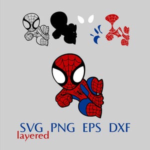 Baby Spiderman SVG layered file for cricut Outline Spiderman PNG Spiderman drawing svg layered svg file for cricut spider png laser cut file