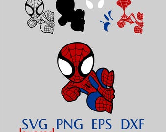 Baby Spiderman SVG layered file for cricut Outline Spiderman PNG Spiderman drawing svg layered svg file for cricut spider png laser cut file