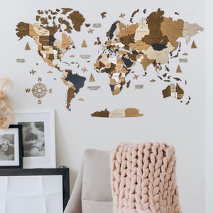 Hölzerne Weltkarte Holz Leo, Weltkarte Wandkunst, Heimdekoration, Einweihungsgeschenk, Wohnzimmerdekoration, Ostergeschenk