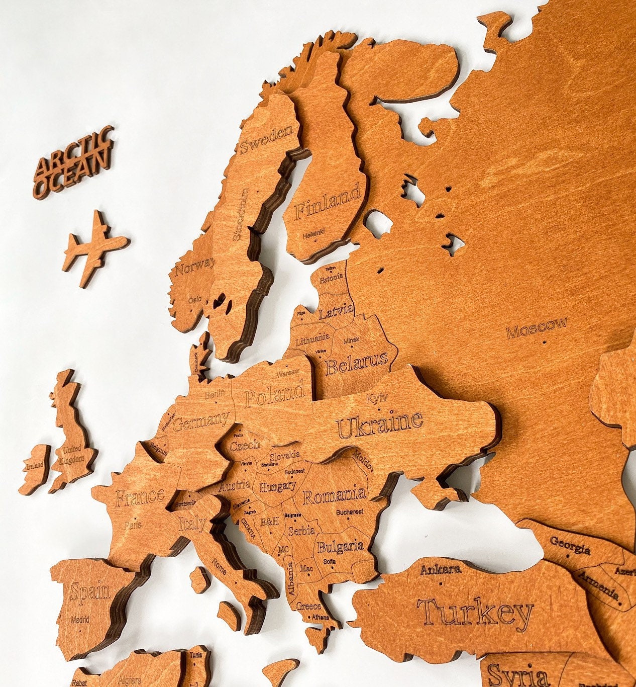Wooden Wall World Map 3D Wooden Map in Venge Multilayered Map Etsy UK