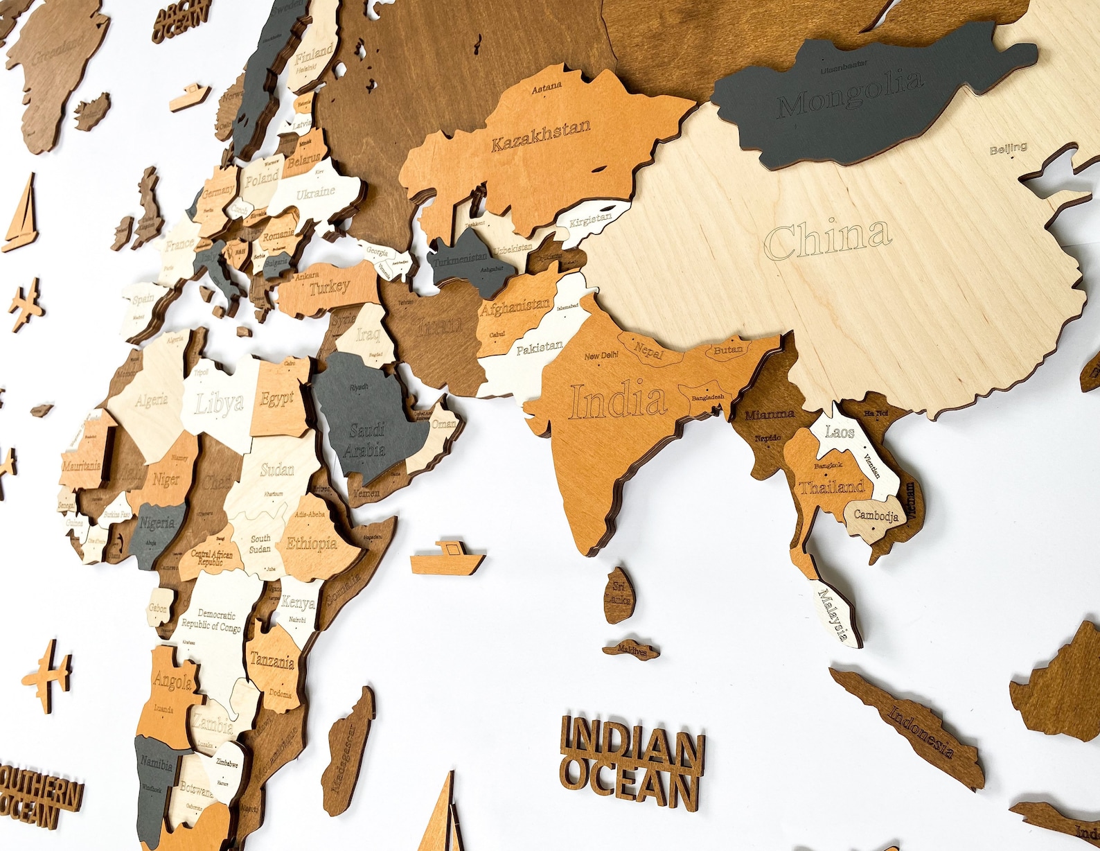 Carte Du Monde En Bois 3d