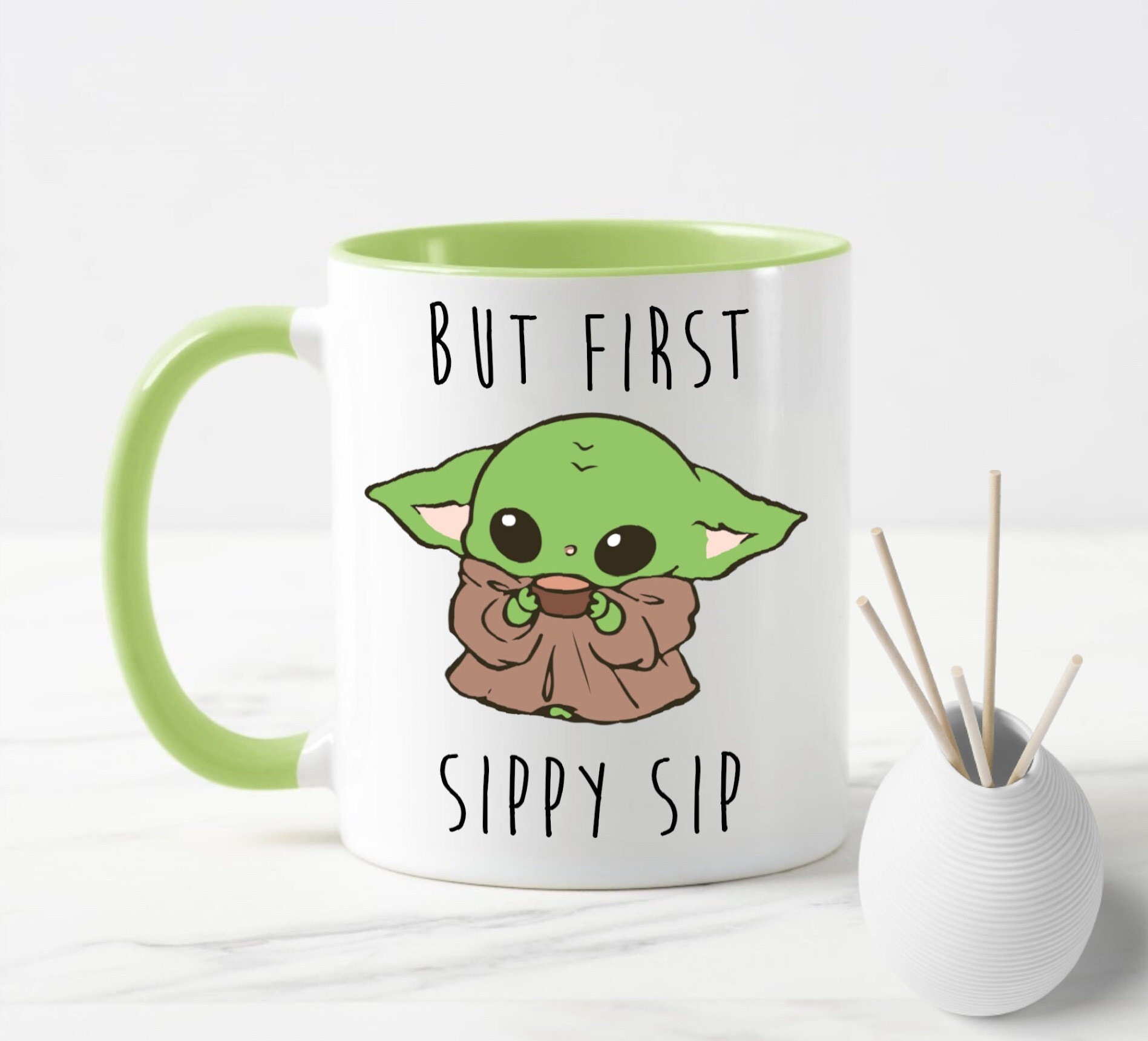 Funny Coffee Mug. Baby Yoda But First Sippy Sip 11 oz Mug M633 – Dave's  Rustic Decor & More