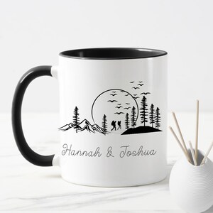 Personalized Adventure Together Enamel Mug, Custom Enamel Mug, Hiking Patch Engagement Mug, Custom Camp Mugs, Anniversary Gift, Mountain Mug