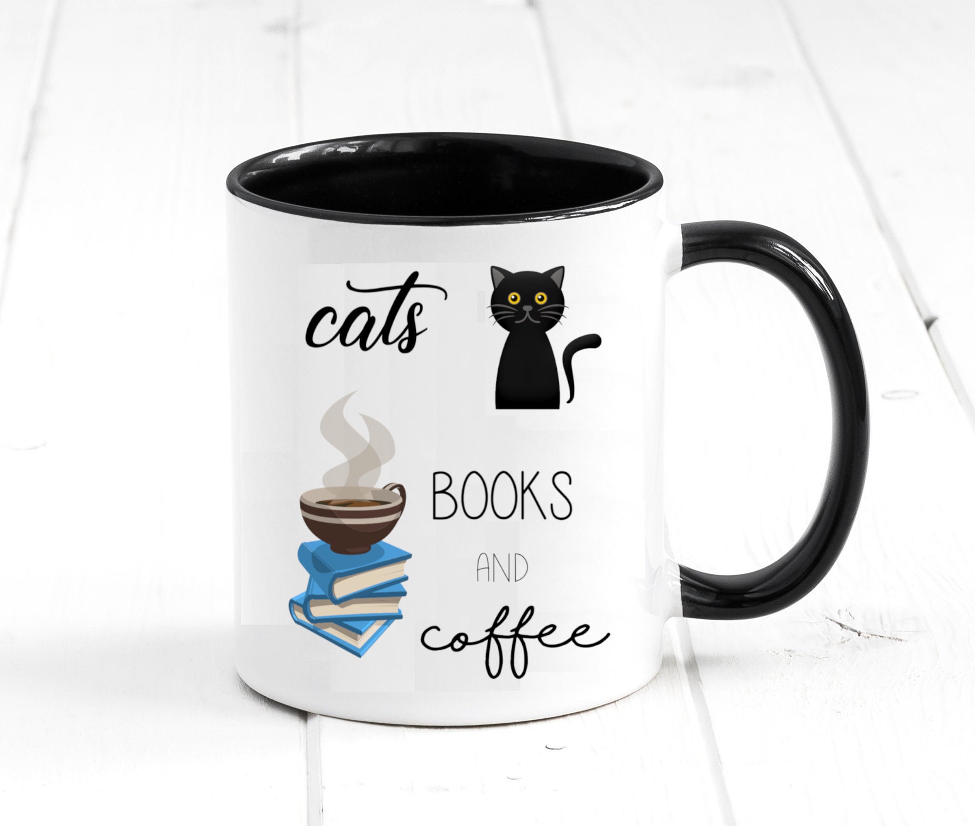 Cats Books and Coffee Mug
