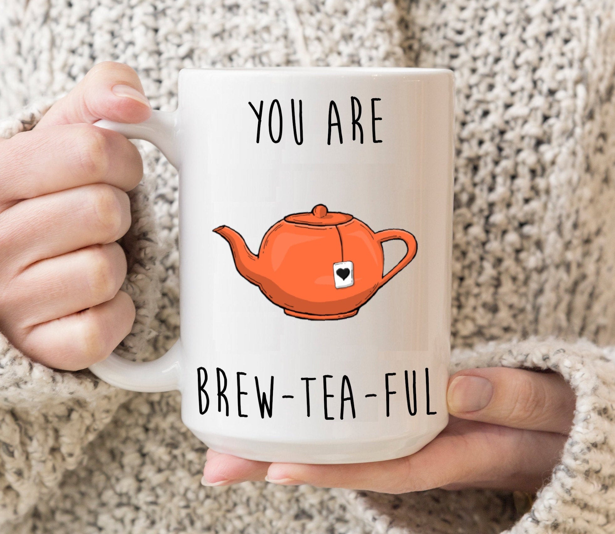 You Are Brewteaful Mug. Funny Tea Mug. Illustrated Tea Cup. Etsy