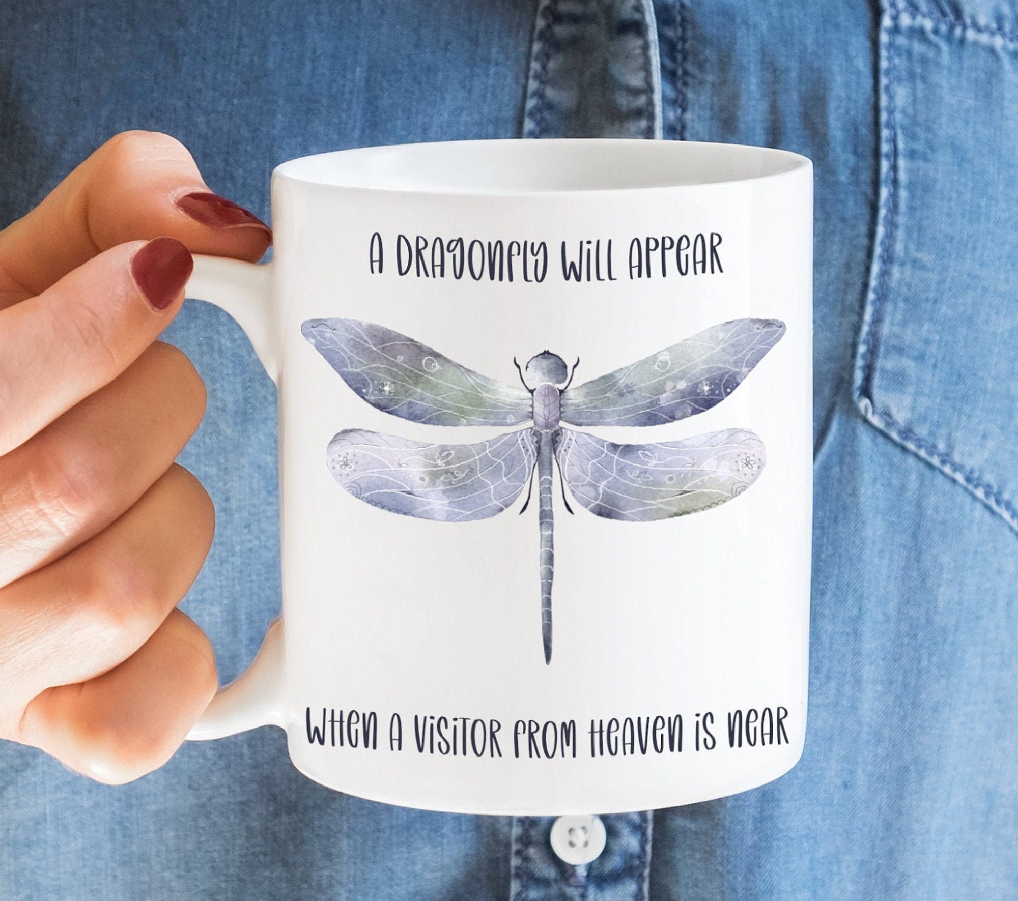 Discover A Dragonfly Will Appear When a Visitor From Heaven is Near Dragonfly Mug