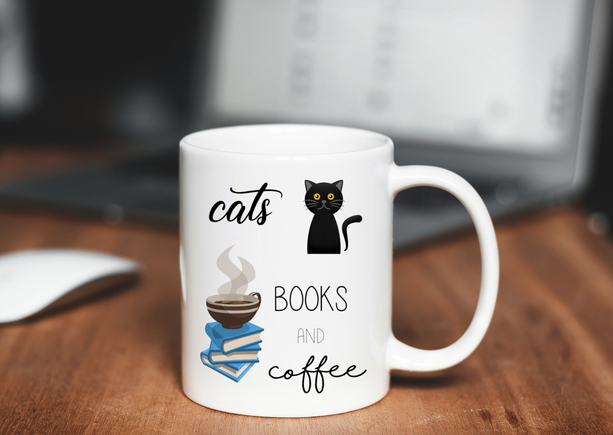 Cats Books and Coffee Mug