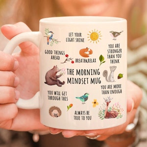 The Morning Mindset Mug. Positive Mindset Gift, Motivational Mug. Self Affirmation Tea Cup