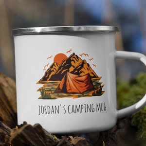 Personalized Adventure Enamel Mug, Personalized Camping Mug, Enamel Camping Mug, Travel Enamel Mug, Travel Camping Coffee Mug, Gifts for Dad