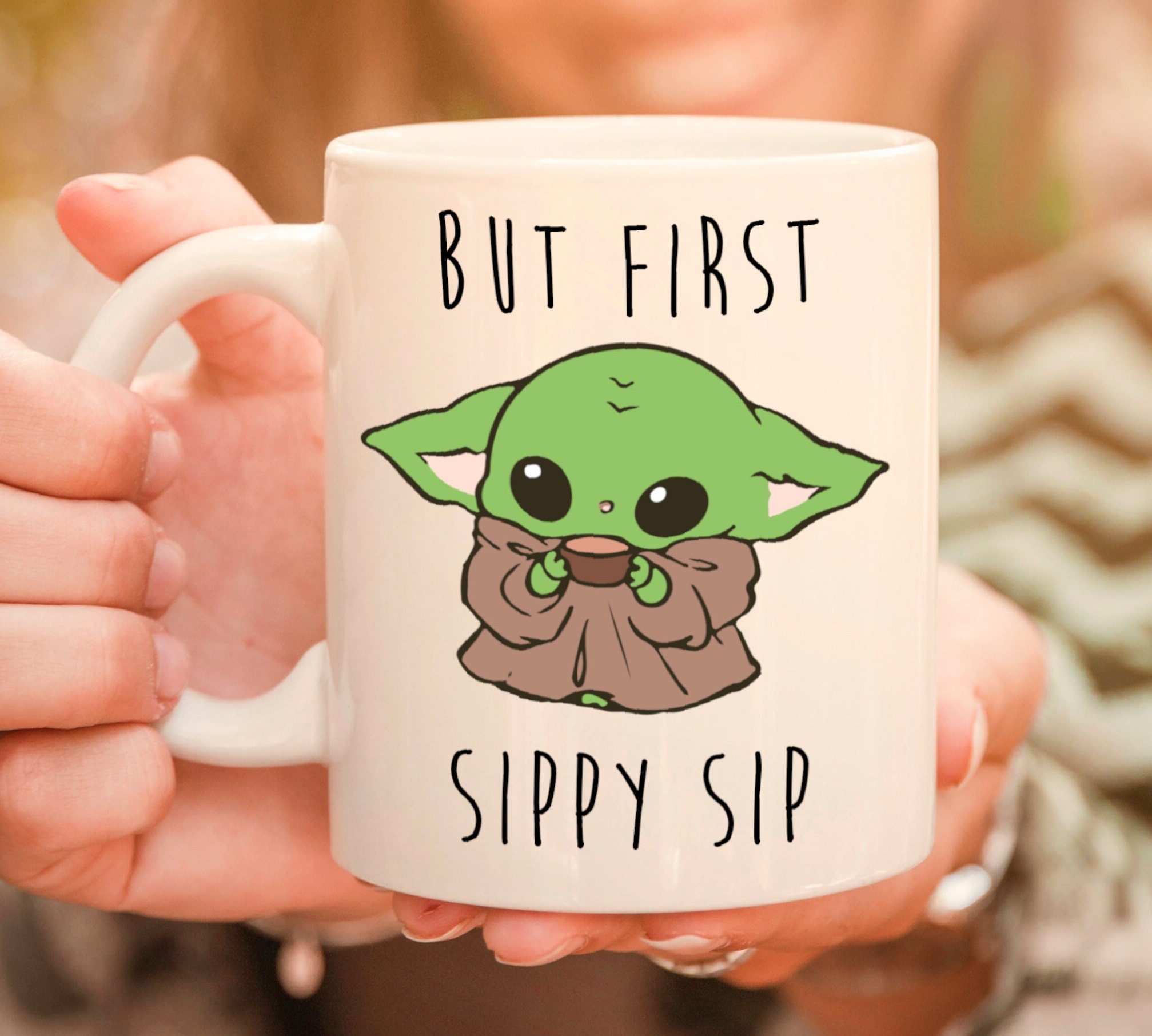 But First Sippy Sip Coffee Mug, Grogu Coffee Mug, Adorable B