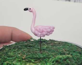 Pink flamingo, fairy garden or terrarium accessory, flamingo yard art, MTO