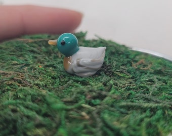 Fairy garden duck, glass Fairy garden mallard duck, micro miniature duck, glass fairy garden accessories, fairy garden, MTO