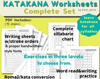 japanese worksheet etsy