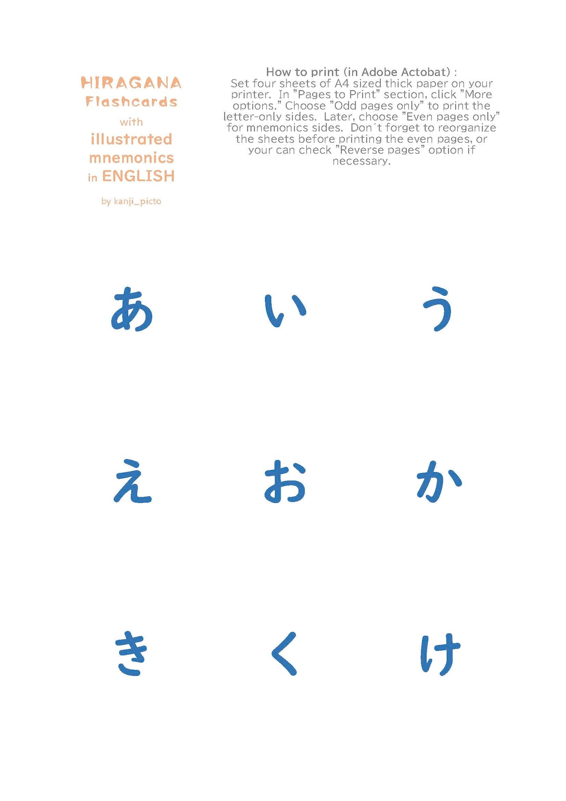 HIRAGANA FLASHCARDS + Illustrated Memorizing Techniques in ENGLISH
