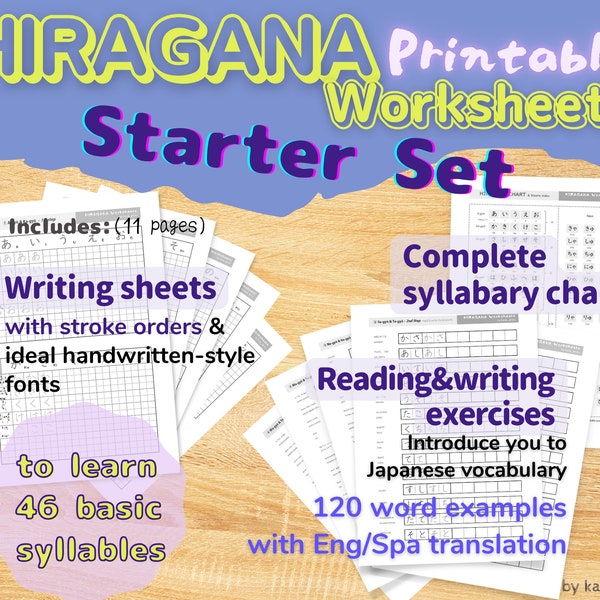 HIRAGANA Worksheets "Starter Set" (Japanese Printable)