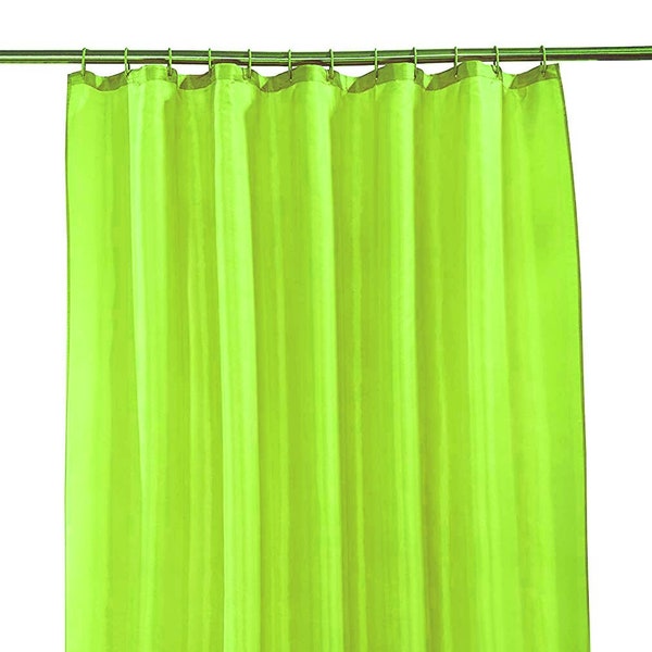 Rideau de douche Uni vert citron avec 12 anneaux crochets Vert néon vif vif