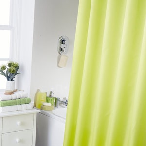 Plain Lime Shower Curtain With 12 Ring Hooks Bold Bright Neon Green