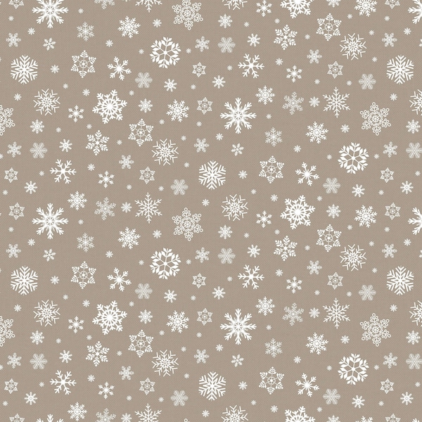 PVC Table Cloth Snowflake Mink, Textured White Beige Brown Natural Snow Christmas Xmas Winter Festive Cover Decoration Crafts Wipe Clean