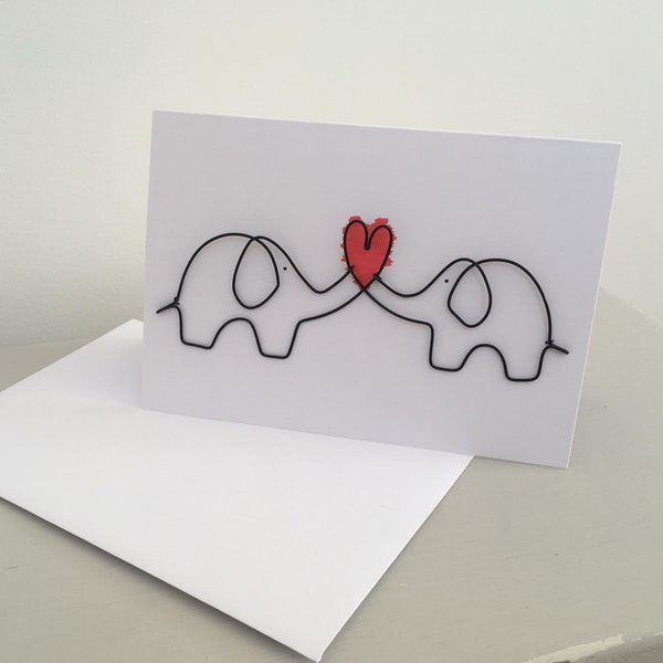 Personalised Wire Elephant Greetings/Anniversary Card