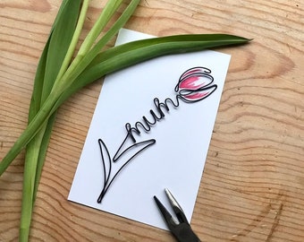 Wire Flower (Tulip) Mum Birthday/Greetings Card
