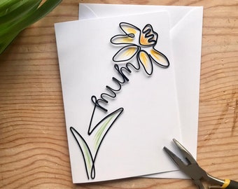 Wire Flower (Daffodil) Birthday Card