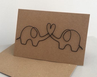 Personalised Wire Elephant Heart Anniversary/Greetings Card