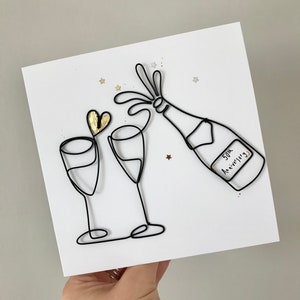 Personalised Wire Champagne Anniversary/Engagement Card