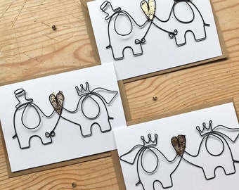 Personalised Wire Elephant Anniversary/Wedding Card