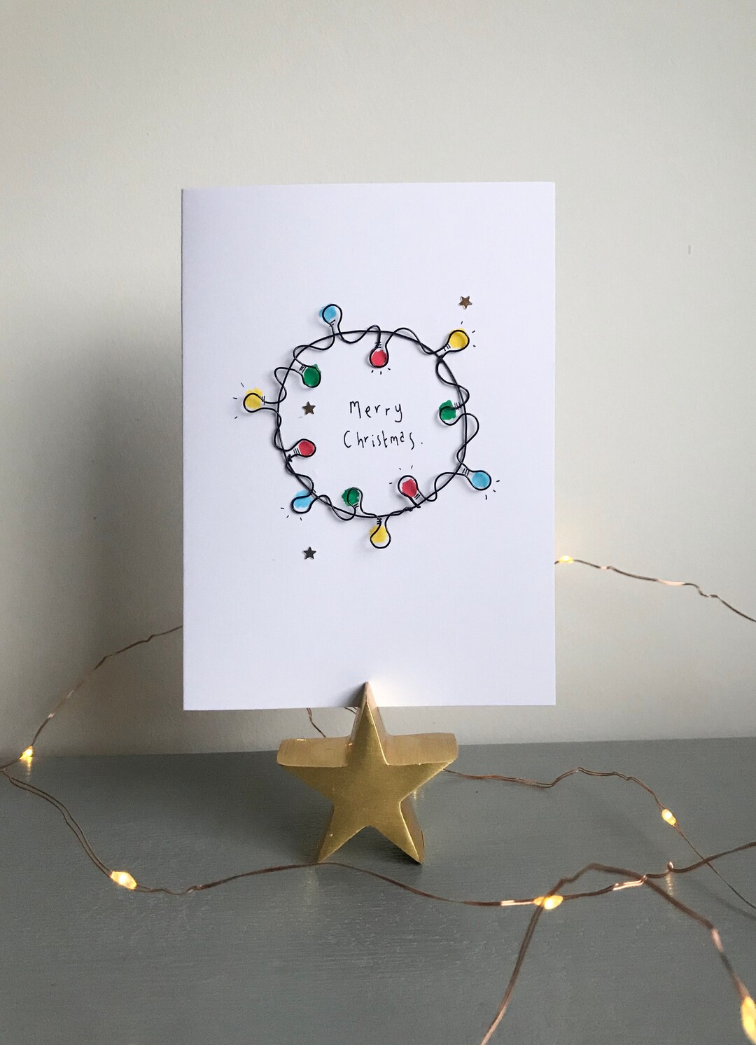 Personalised Wire Fairy Light Christmas Card Etsy UK