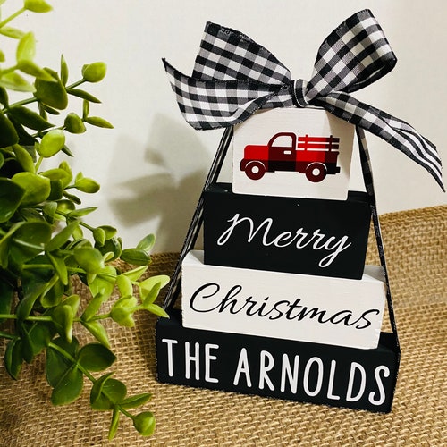 Red Buffalo Plaid Christmas Tree Garlandwhite and Black Etsy