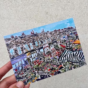 Columbia Road Flower Market, London. Postcard (A6) Floral Market Illustration. East London Decor.
