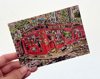 The Temple Bar, Dublin. Postcard (A6). Irish Pub Art Print. Iconic Dublin City Street Illustration.