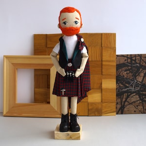 Scotsman doll with a beard, Kilt boy doll image 1