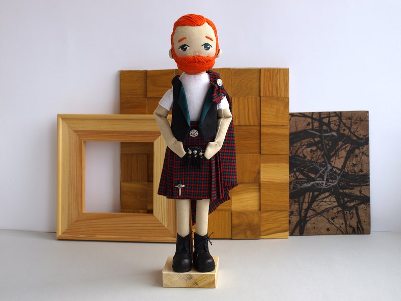 Scotsman doll with a beard, Kilt boy doll image 1