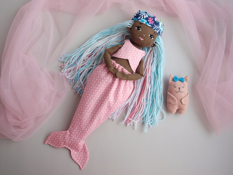 Dress up rag doll 12 with clothes and a cat image 6