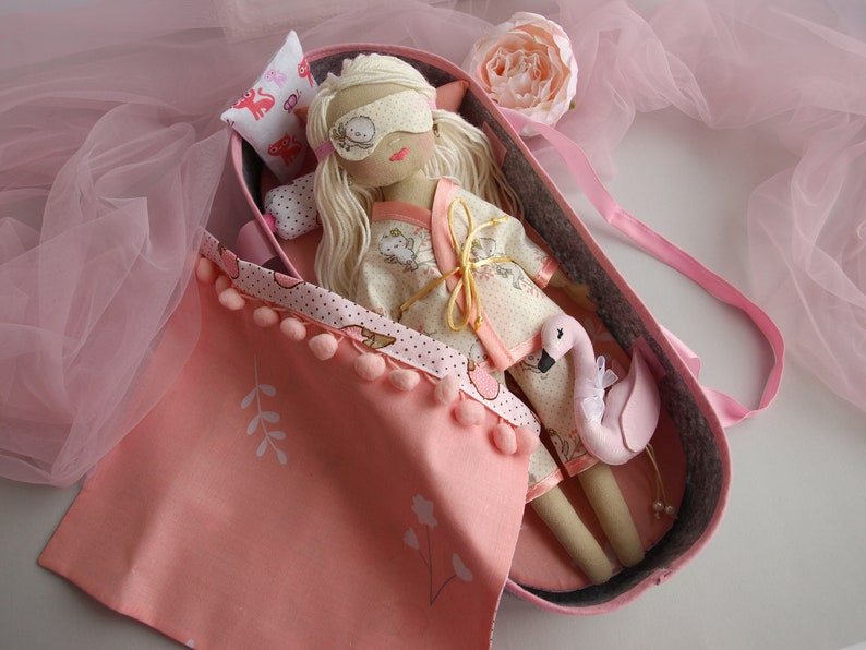 Dress up rag doll 12 with a cradle, a set of clothes and a swan, Mermaid doll, Doll set image 10