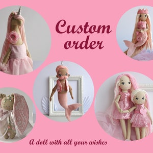 Individual order with all your wishes, Custom design mermaid doll, unicorn doll, doll set image 1