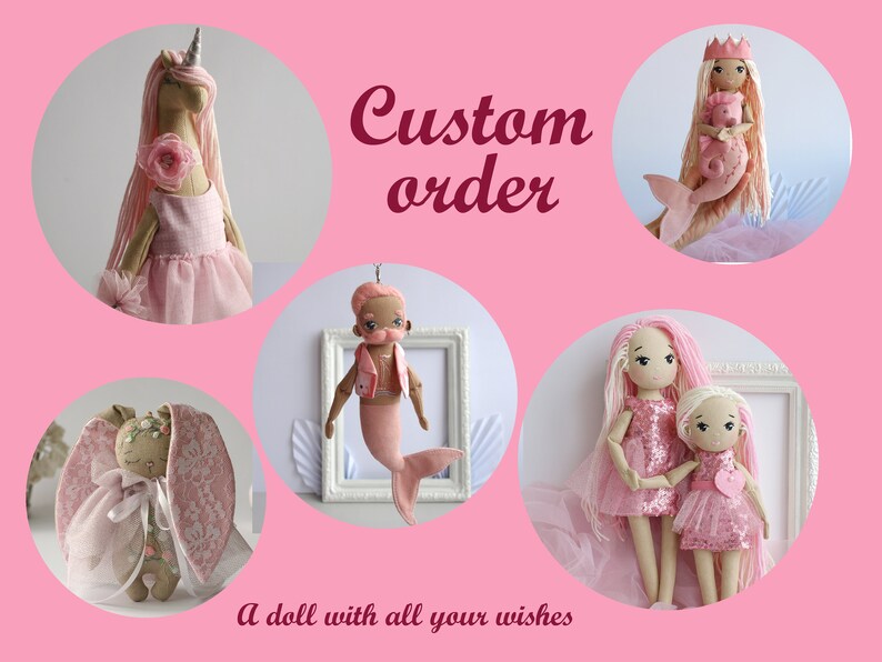 Individual order with all your wishes, Custom design mermaid doll, unicorn doll, doll set image 1