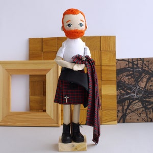 Scotsman doll with a beard, Kilt boy doll image 8