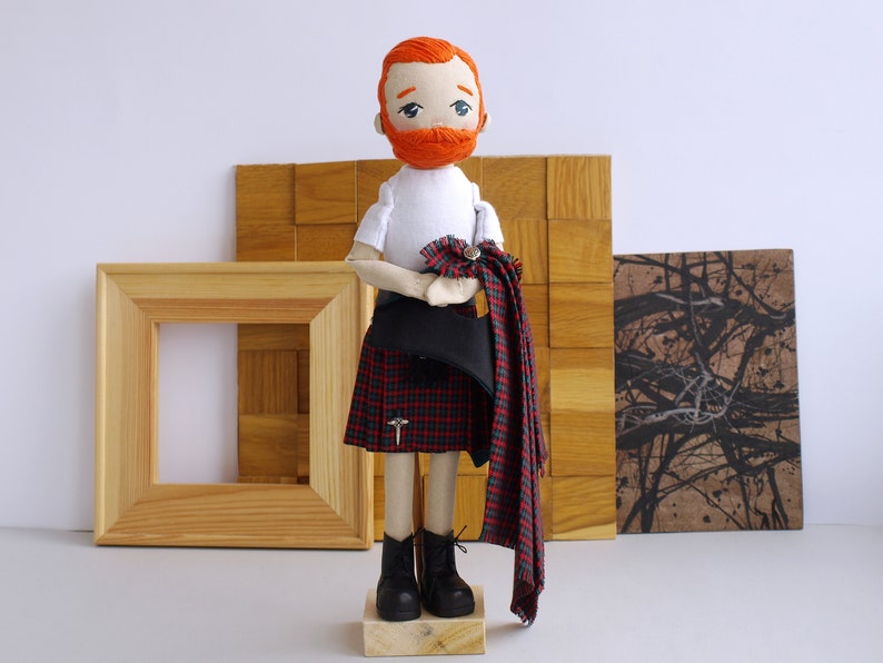Scotsman doll with a beard, Kilt boy doll image 8