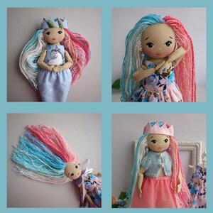 Dress up rag doll 12, Fabric doll with a set of clothes, Mermaid doll, Doll set image 10